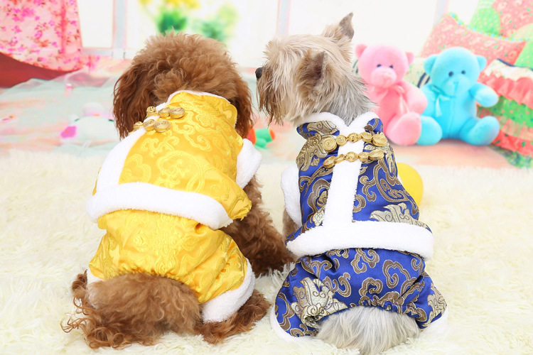 Нова Година Кученце Куче Кинески Стил На Традиционални Костими Кина Фустан Танг Одговараат На Куче Облека Зима И Топло Дише Удобен Куче Облека
