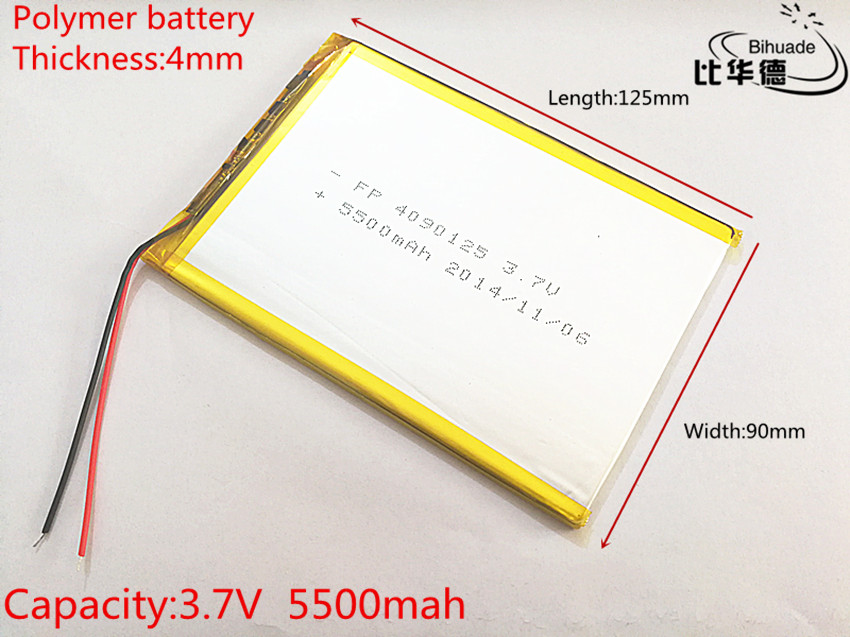 литиум полимер батерија 3.7 V 4090125 таблета батеријата 5500 mah секоја универзална батерија за таблет компјутер 8 инчен