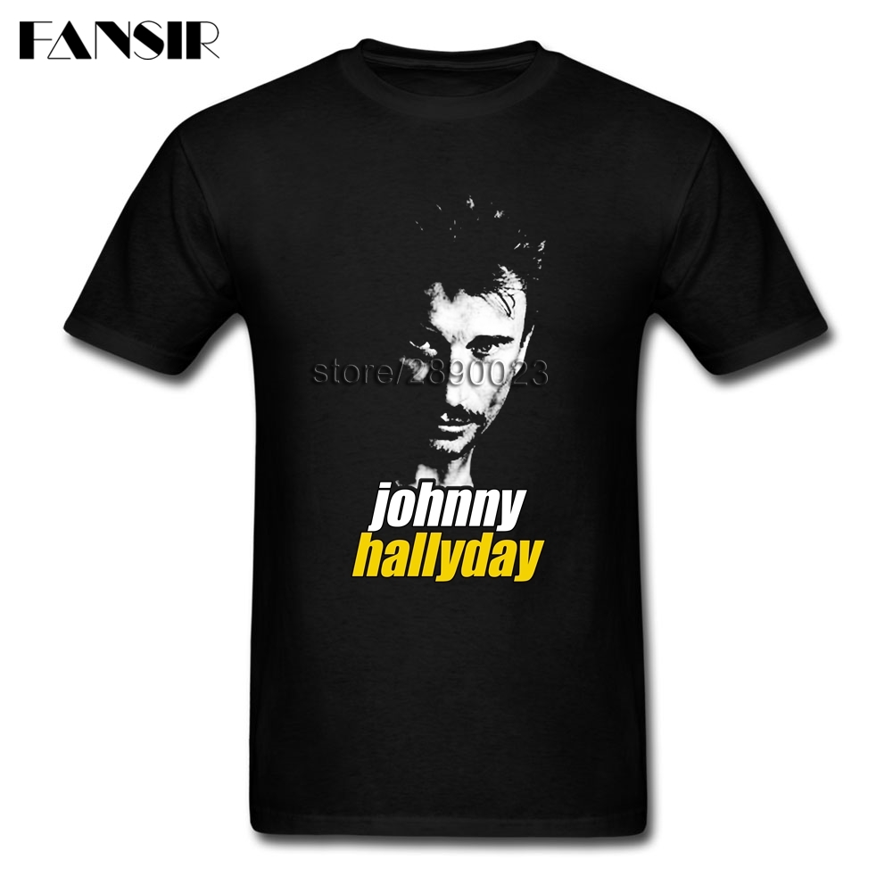 Повик Џони Hallyday Рок-Ѕвезда Tshirt Човек Кратко Sleeve Мека Памучна Мажите Кошула Camisa Masculina Голема Големина