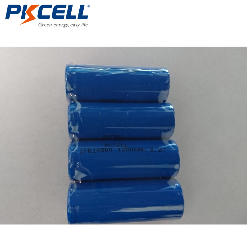 (Пакување од 4) PKCELL Рамен врвот IFR18500 Батерии LiFePO4 1200mAH IFR 18500 Батерија 3.2 v За алат