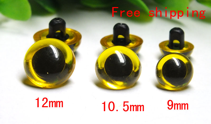бесплатен превозот!! 30pairs /многу безбедност очи жолта боја Копчето играчка очи--9mm/10.5 mm/12mm може да избере