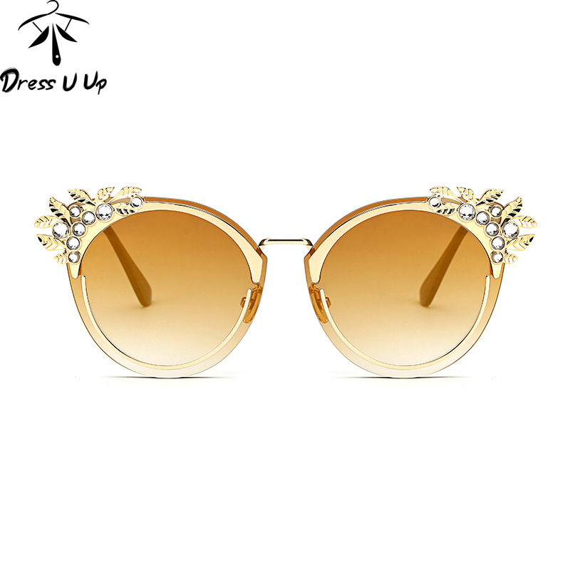 DRESSUUP 2017 Луксузни Дијамант очила за сонце Жените Бренд Мода Мачка Очи UV400 Розови Очила на Сонцето Occhiali Oculos