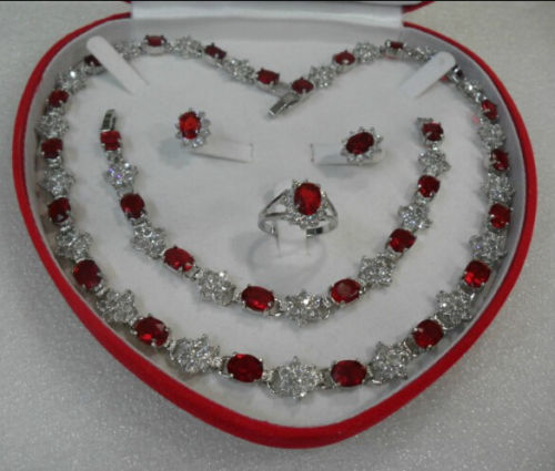 дубаи турски африкански монистра накит поставите жените црвен дијамант бела Earring Хривнија Ѓердан Прстен парична Казна