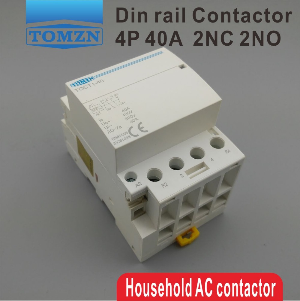 TOCT1 4P 40A 2NC 2NO 220V 400V~ 50/60HZ Din железнички Домаќинство ac Модуларен контактор