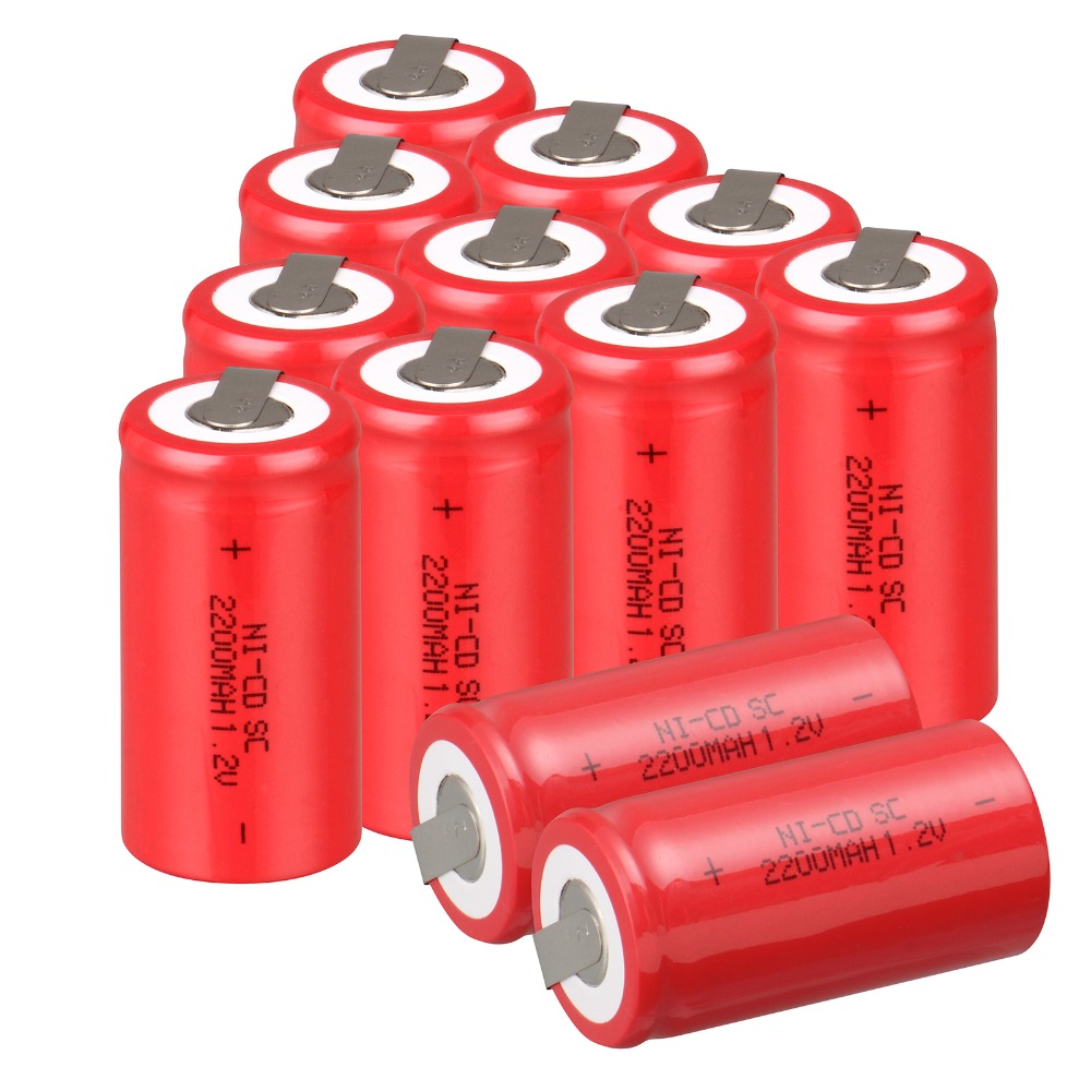 Висок квалитет ! 10 КОМПЈУТЕРИ Под C SC батеријата полнење на батеријата 1.2 V 2200mAh Ni-Cd Ni-Cd Батеријата Батерии -Црвена Боја 4.25*2,2 см