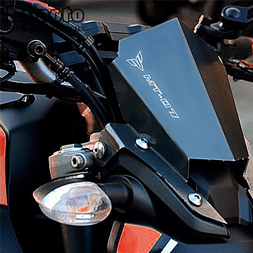Bjmoto Нови За Јамаха МТ 07 MT07 МТ-07 FZ07 FZ-07 Мотор ветробранското стакло Мотоцикл Шофершајбната Правец на екранот Алуминиум Fz07 mt07 логото