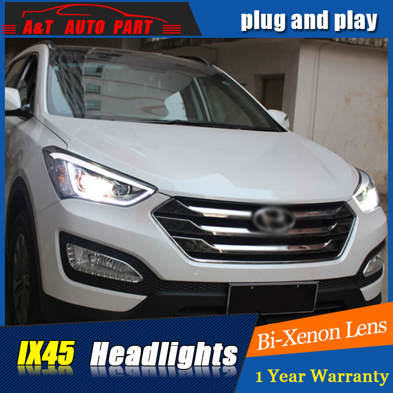 Auto.Про Автомобил Стајлинг за Hyundai IX45 LED Светлата Нови SantaFe Светлата светилки drl Леќа Двојно Зрак H7 HID Xenon