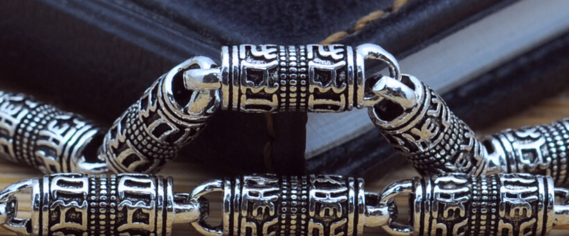 925 sterling silver долг синџир на ѓердан regious Budda мантрата тајландски сребро ретро крстот дебели ѓердан (HY)