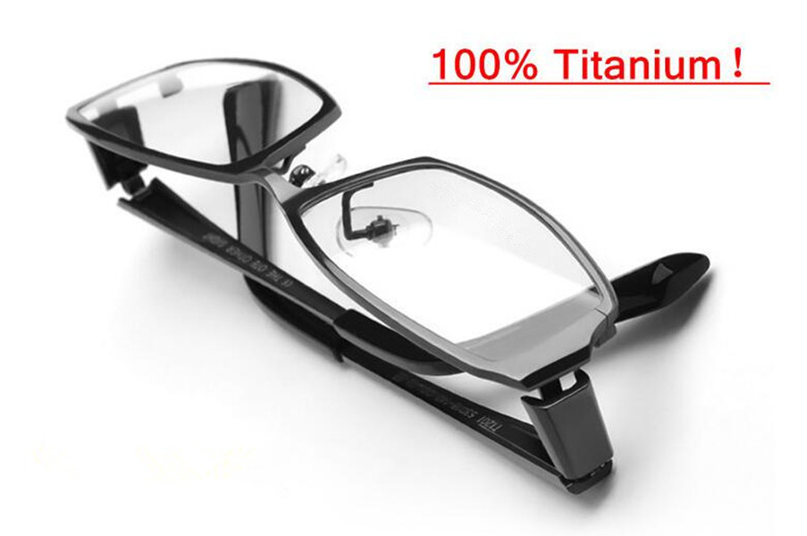 Чист Титаниум Луксузни Црна Целосна Rim Читање Очила Ретро Мажи Жени Очила +100 +125 +150 +175 +200 +250 +300 +350 +375