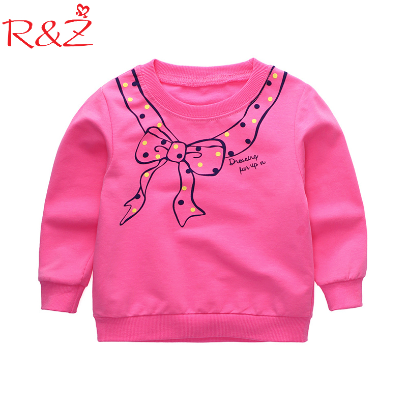 R&Z 2018 Бебе Девојки Т-маица Пролет Нови детски Памук Долги Ракави Лак Печатени Т-маица Девојки Џемпер Врвот за Детска