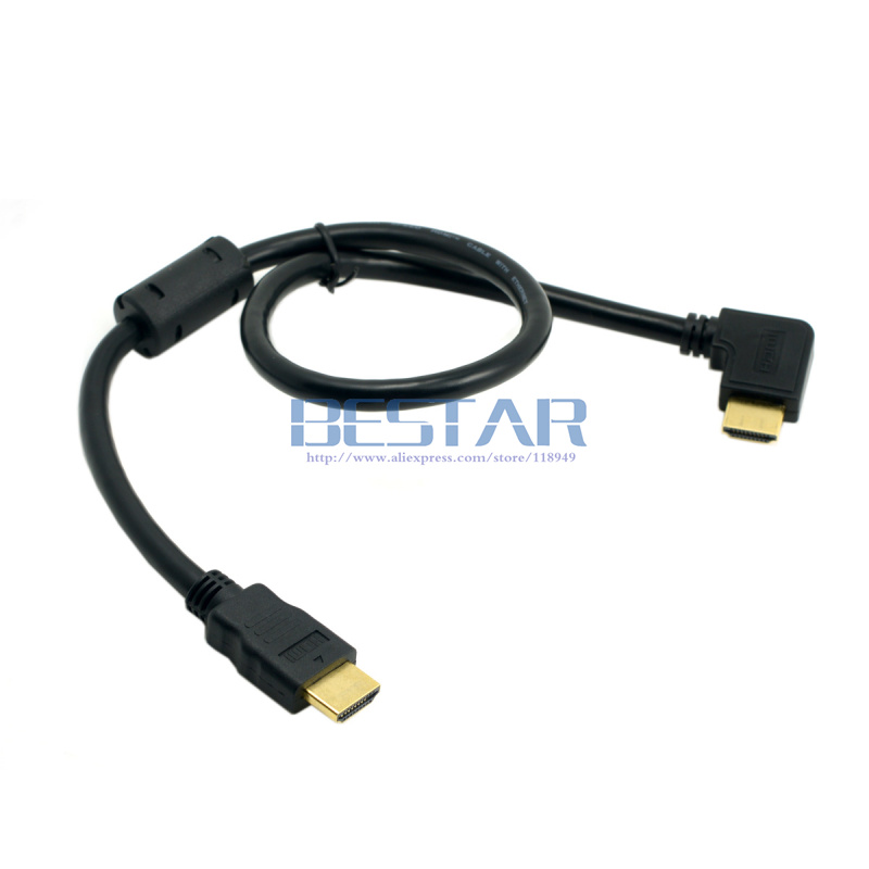 0.5 M 90 степени Десна Аглеста Тип НА HDMI Машки да HDMI Машки Кабел hdmi hdmi Црна поддршка 1.4 & 3D & ethernet 50cm