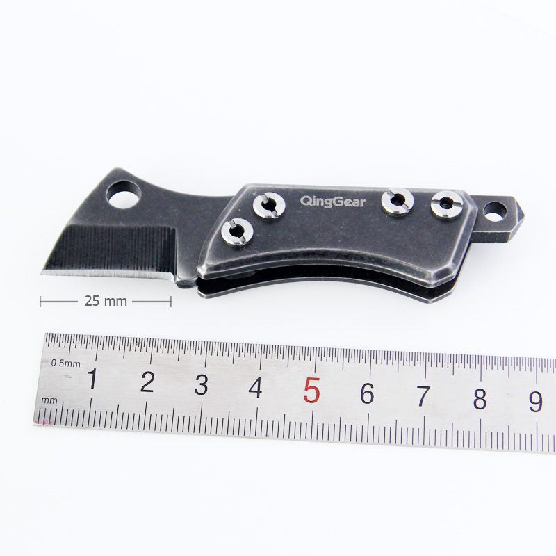 QingGear Мини Преклопен Нож D2 Ножот Со Стакло Прекинувач и Lanyard Дупка Џеб Keychain Нож Спасување Survial EDC Алатка