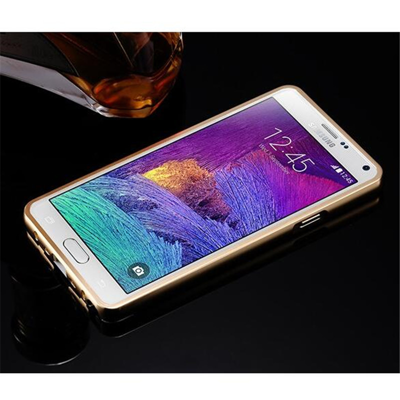 Луксузна Розово Злато Огледало задниот поклопец За Samsung забелешка 4 случаи Алуминиум + Акрилик случаи за Samsung Галакси Забелешка 4 N910