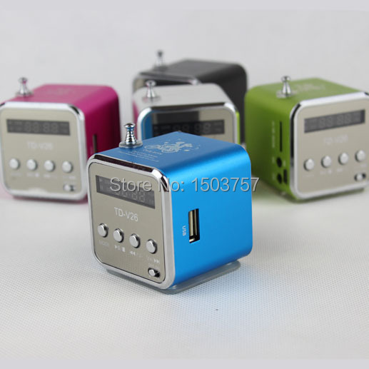 TD-V26 2 парчиња Мини MP3 Плеер ТФ-Картичка USB Диск Micro SD Картичка, FM Радио Линија Во / Од Звучна Кутија Дигитален Преносен Звучник