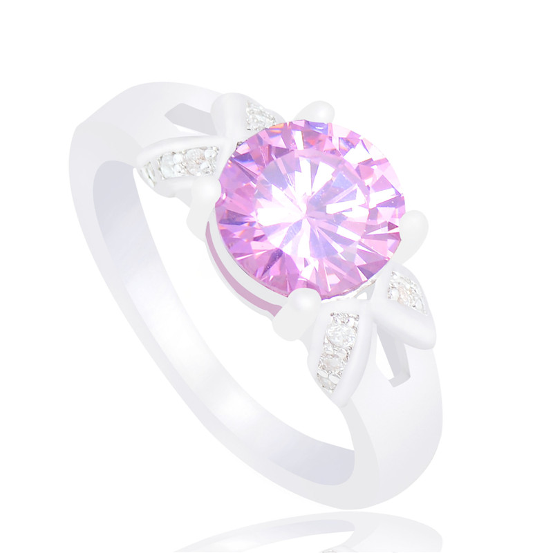 SHUANGR Шарм Фенси Shinning Розова CZ Циркон накит сребрена Боја Свадба прстени за жените, Големината 6 7 8 9 10 bague