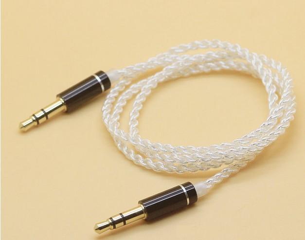 3.5 mm машки да машки аудио кабел сребрена жица позлатен