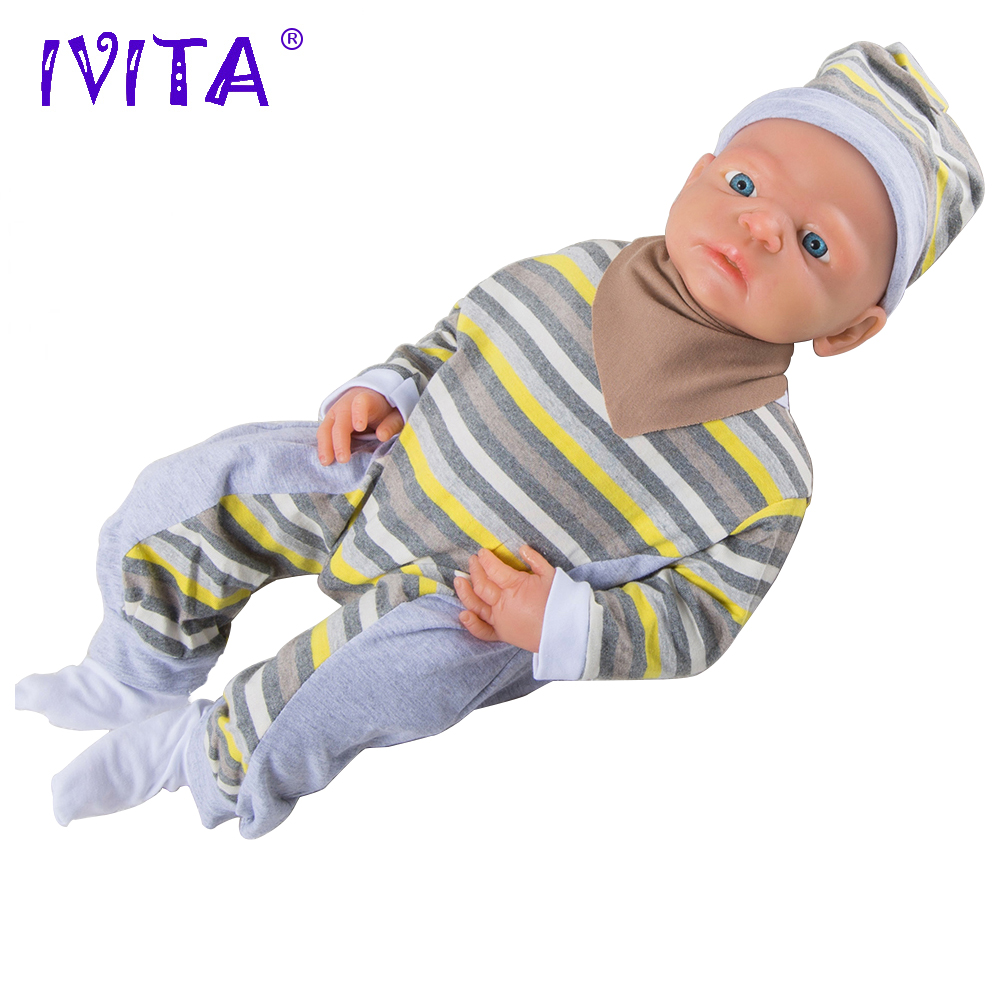 IVITA 22inch/5kg Момче се Отворија Очите Висок Квалитет со Силиконска Раѓа Кукли Бебе Родено со Полно Тело, Жив Со Облека