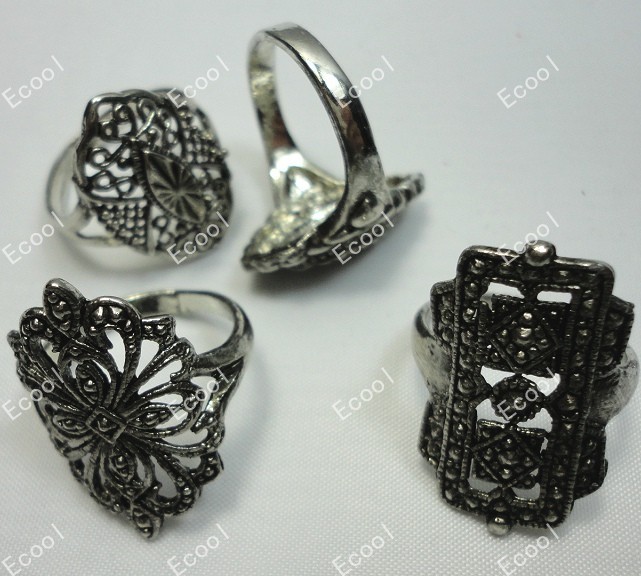 200pcs накит трговија на големо мешано многу прстен мода гроздобер легура прстени Антички Сребрен Позлатен прстени бесплатен