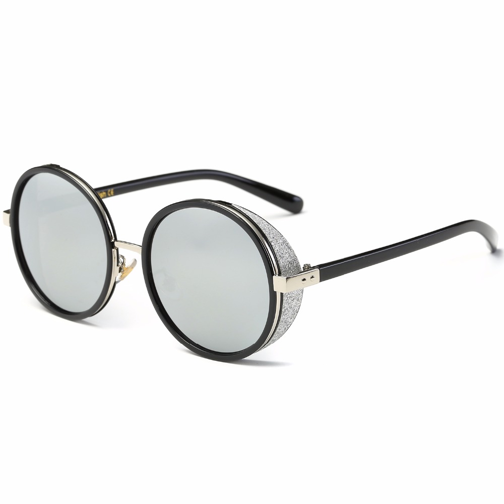 SojoS Ретро Готски Steampunk Круг очила за сонце Огледува Classsic Жените Бренд 2017 Дизајнер Моден Стил UV400 de sol