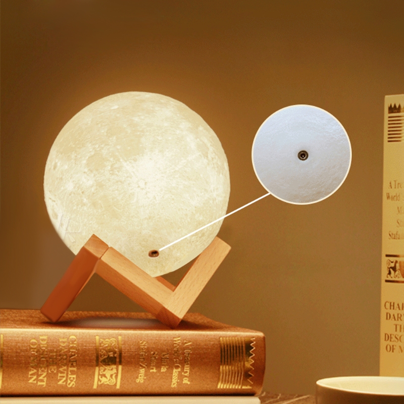 3D Магичен LED Луна Ноќ Светлина Месечината Светилка Биро USB Полнење Допир Контрола Дома Декор