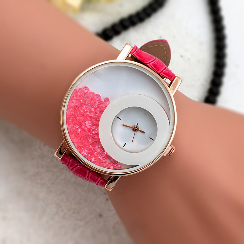 Моден Жените Кварц Види Кристал Dial СТП Кожа за на Рака рачен часовник Накит Подароци @17 TT@88