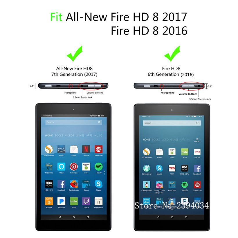 За Амазон Сите Нови Kindle Fire HD 8 2017 7 Генерација Случај СТП Кожа Стојат Smart Cover Funda За kindle Fire HD 8 6
