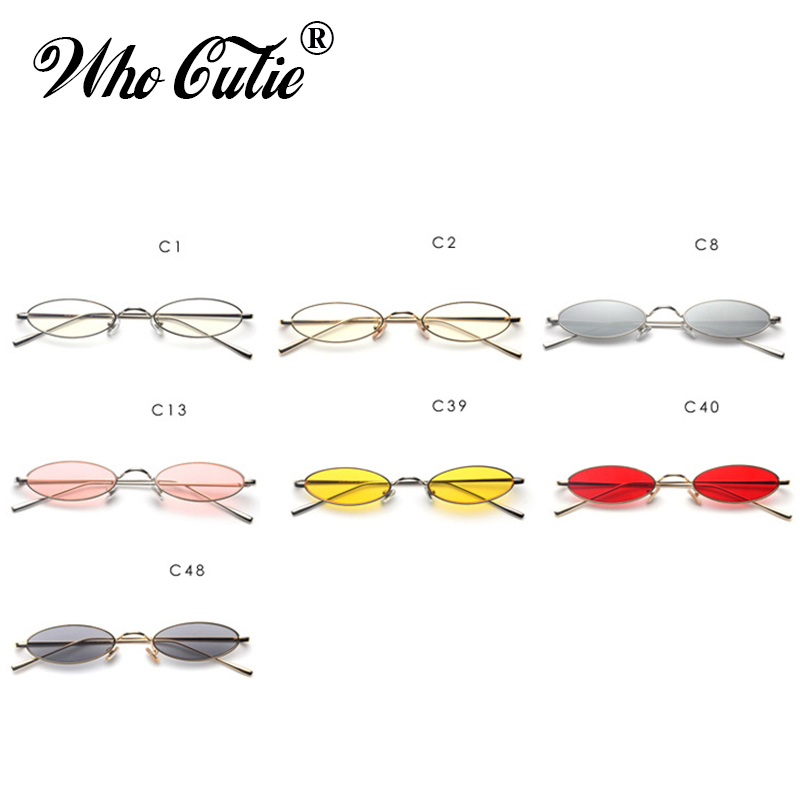 КОЈ CUTIE 2018 Мал Тенок Овална очила за сонце Жените Бренд Дизајнер Ретро Розова Црвено Жолта Нијанса Јасно Леќа Сонце