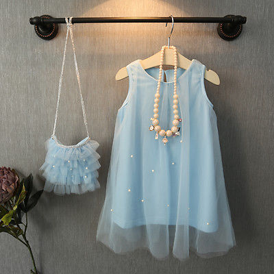 Бебе Девојки Принцеза Партија Се Облекуваат Бисер Tulle Gown Формално Фустан Sundress