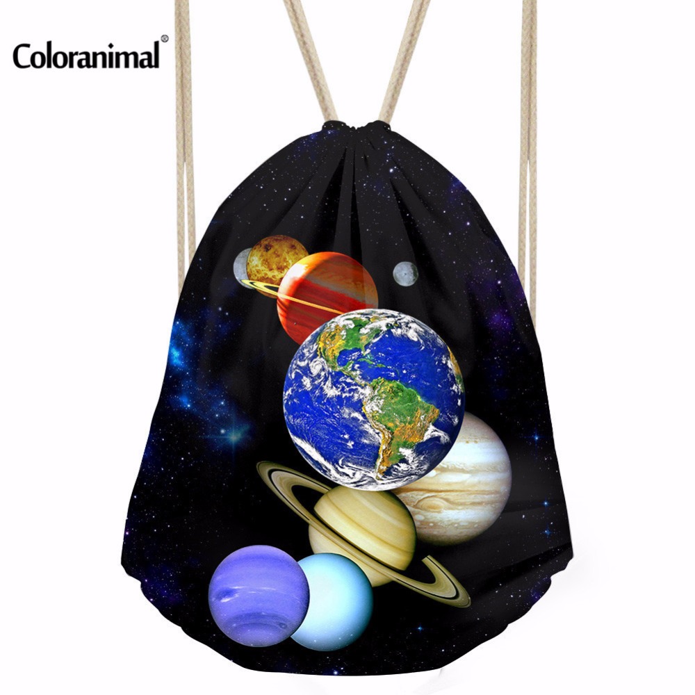Coloranimal 3D Планета Печати Мини Ранец Жените Mochila Складирање Кеси Мода Училиште Кеси за Тинејџери sac dos Drawstring Торба