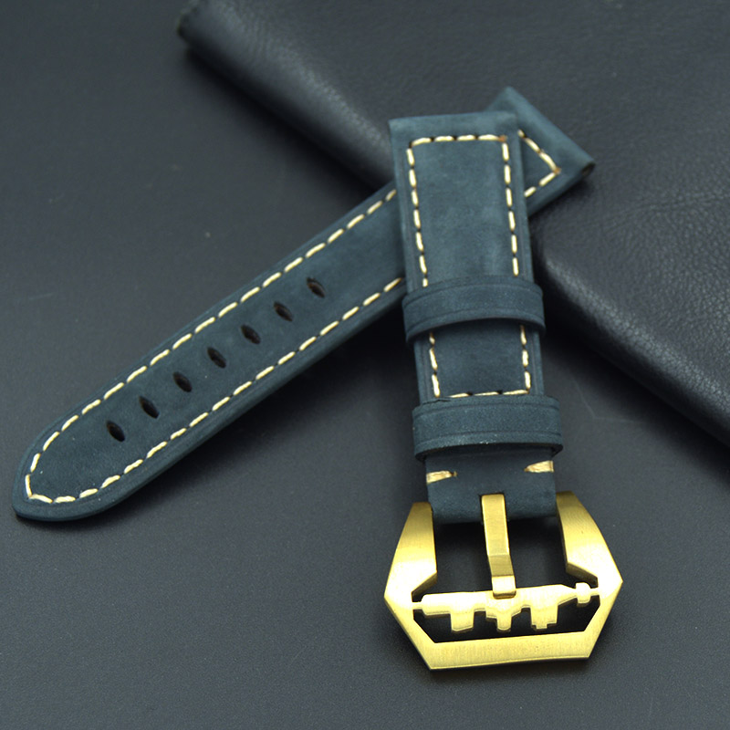 Watchband Злато тока за Замена на висок квалитет Види Бенд 22mm 24mm Гроздобер Кожа Види Рака За Panerai PAM Мажите Watchband