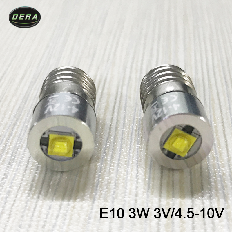 E10 3w 3watt 4v да 12V 10v 9v 6v 4.5 v led светилка крушка светилка светлина за возење светла и главата светилка бесплатен