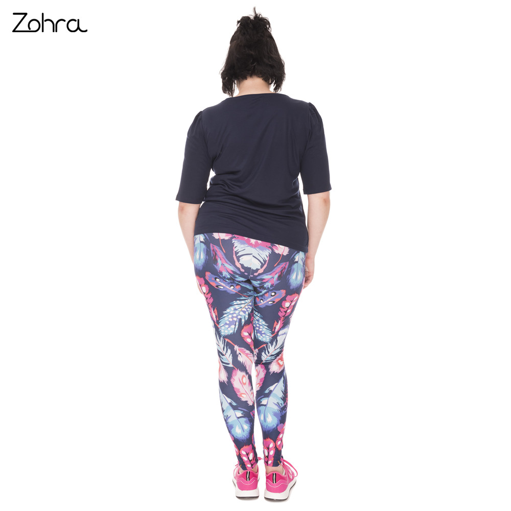 Zohra Висок Квалитет Големи Димензии Leggings Пердуви Боја Печатени Leggins Плус Големина Панталони Водат Панталони За
