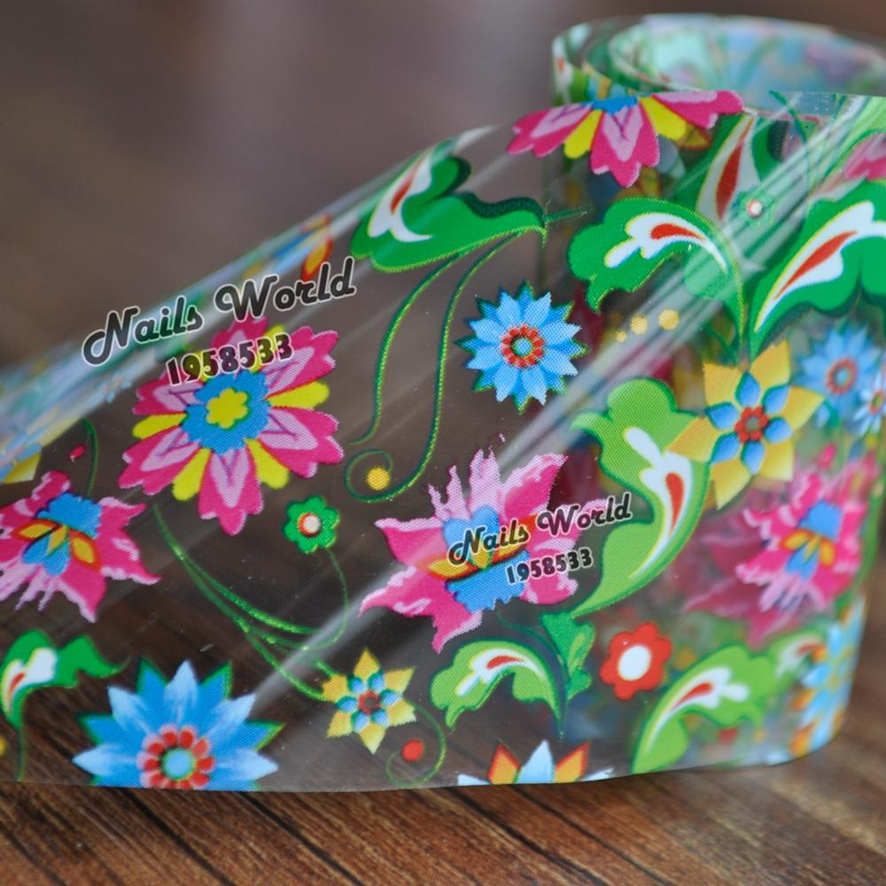 Убавината Цвеќиња Трансфер Фолија Помине Уметност Налепници За Нокти DIY Украси Алатки S432