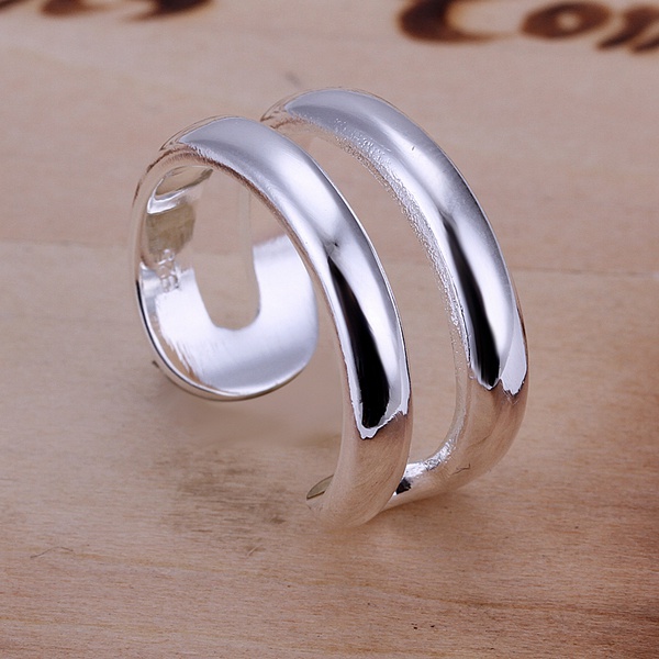 Најдобар подарок жешка мода исклучителна сребро кружни отворање на два жица прстени сребро позлатен класичните модели