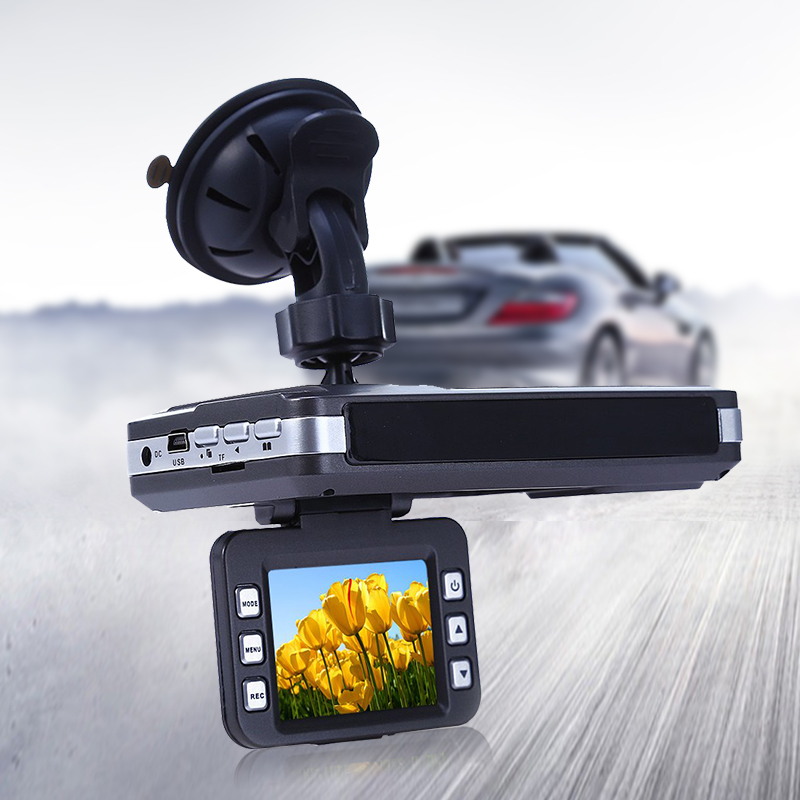 Автомобил радар Детектор dvr камера VGR-2 Ласерски 2 во 1 HD 1280X720P 30FPS Цртичка Камера автомобил Видео Рекордер руски и англиски Глас
