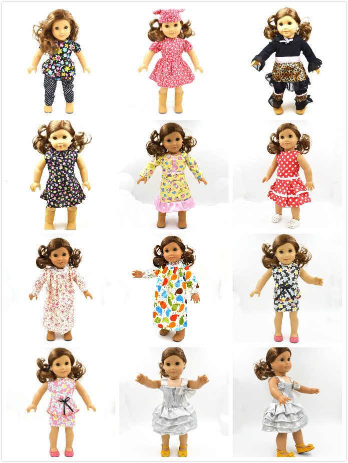 Жешка нов 18 инчен Американска Кукла Црна Polka Точка Фустан за Американска девојка кукла додатоци b155