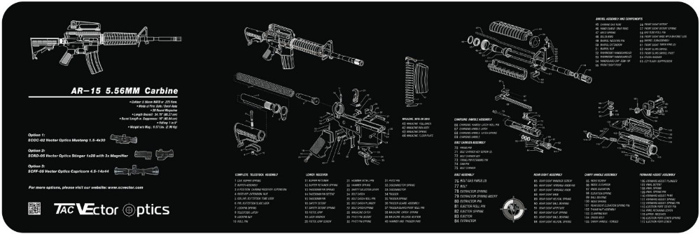 Вектор Оптика 36x12 Инчен AR15 .223 Карабин Пиштол за Чистење на Клупата Гумени Мат Додаток Сите Пушка Делови Листа на Шеми