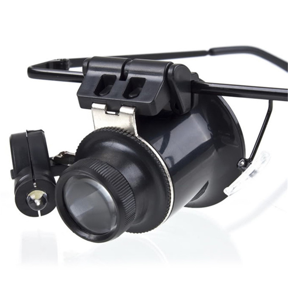 Продажбата 20X Зголемувачот Зголемена Eye Glasses Loupe Опфатот со 2X LED Светло за Електроника Види Поправка, Слободни Shippng