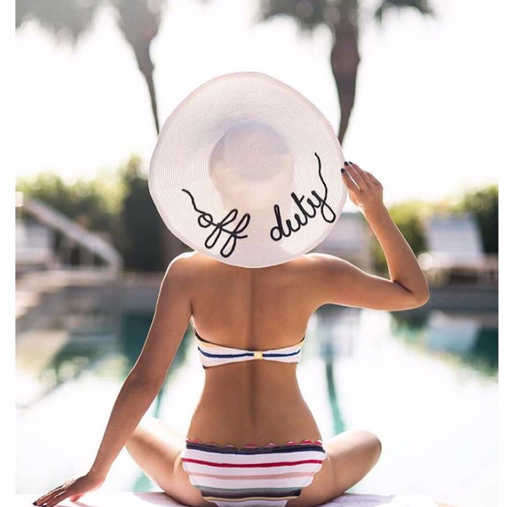 жените големи лето сламена шапка плажа шапка sequins писмо не се на службена должност рачно изработени модни шапка