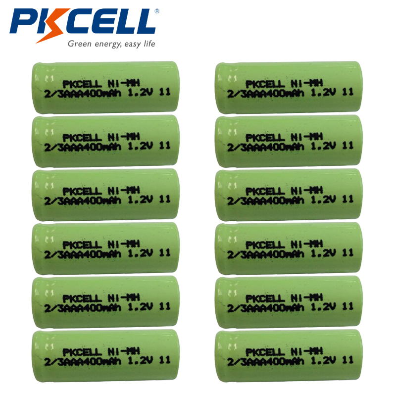 12pcs PKCELL 1.2 V NiMH 2/3AAA Батерии 400mAh Ni-Мз Батерија Не Табот Рамен Врв