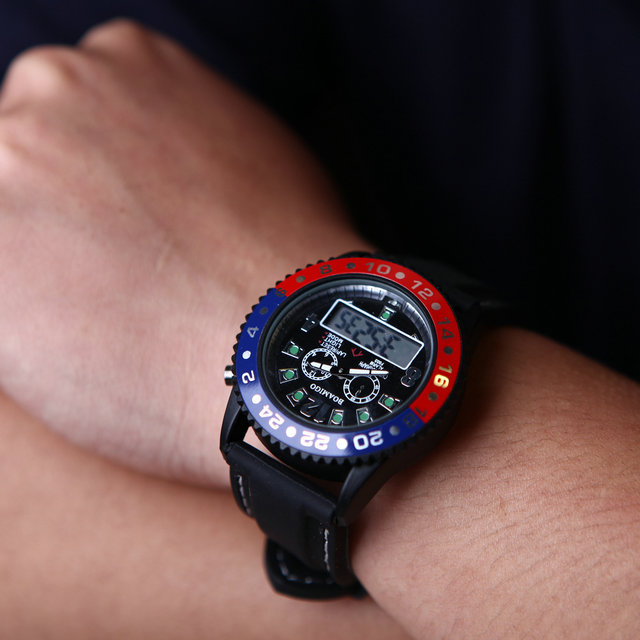 часовници мажите луксузен бренд BOAMIGO воена војска спортски часовници Двојна Време Кварцен Дигитален часовник гумени