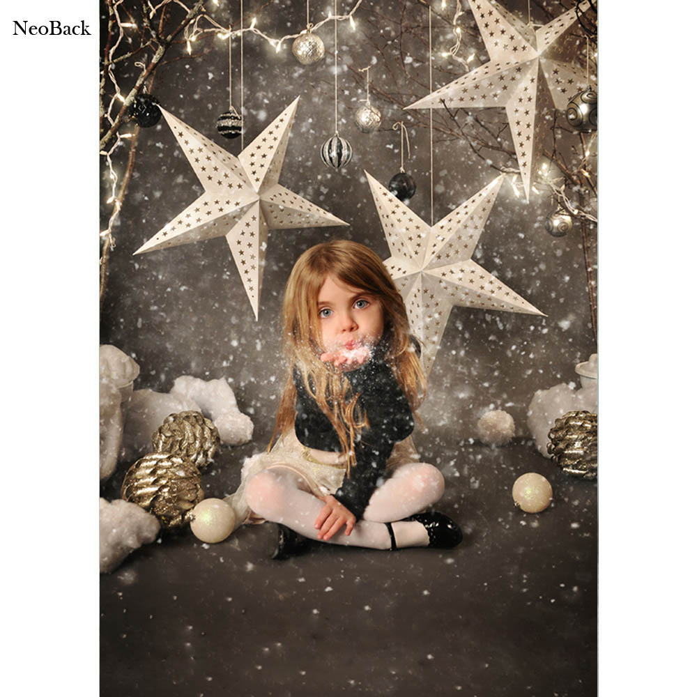 NeoBack Тенка Винил Нова Година Снегулка Ѕвезда Фото Потекло Печатени Бебе Деца Фотографски Backdrops Студио Photocall P1038