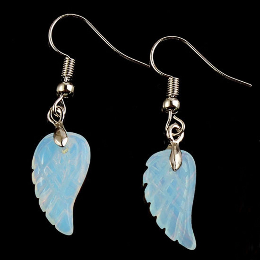 100-Уникатен 1 Пар Сребро Позлатен Opalite Опал Обетки од Ангели Крилја Шарм Накит Жените Earring