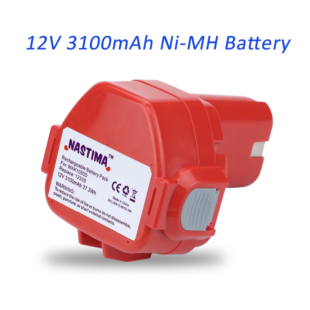 NASTIMA 12V 3100mAh Ni-МЗ Продолжен Замена на Батеријата за Makita 1233/1234/1235/1235B/1235F/192696-2 Cordless Моќ Алатка(Црвено)