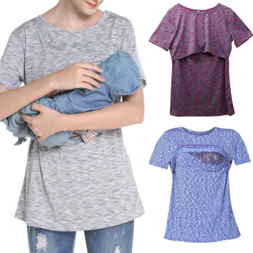 Породилно маици на Доењето Облека Старечки Блузи За Бремени Жени Кратко Sleeve Tee Блузи Породилно Облека