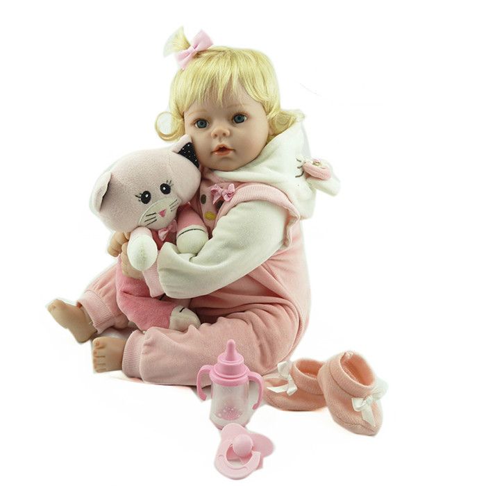 20 Раѓа Бебиња Кукли Руса Коса Силикони Бебе Кукли Девојки Играчки Подарок Кадифен Мачка Bebe Жив Раѓа Bonecas Brinquedo