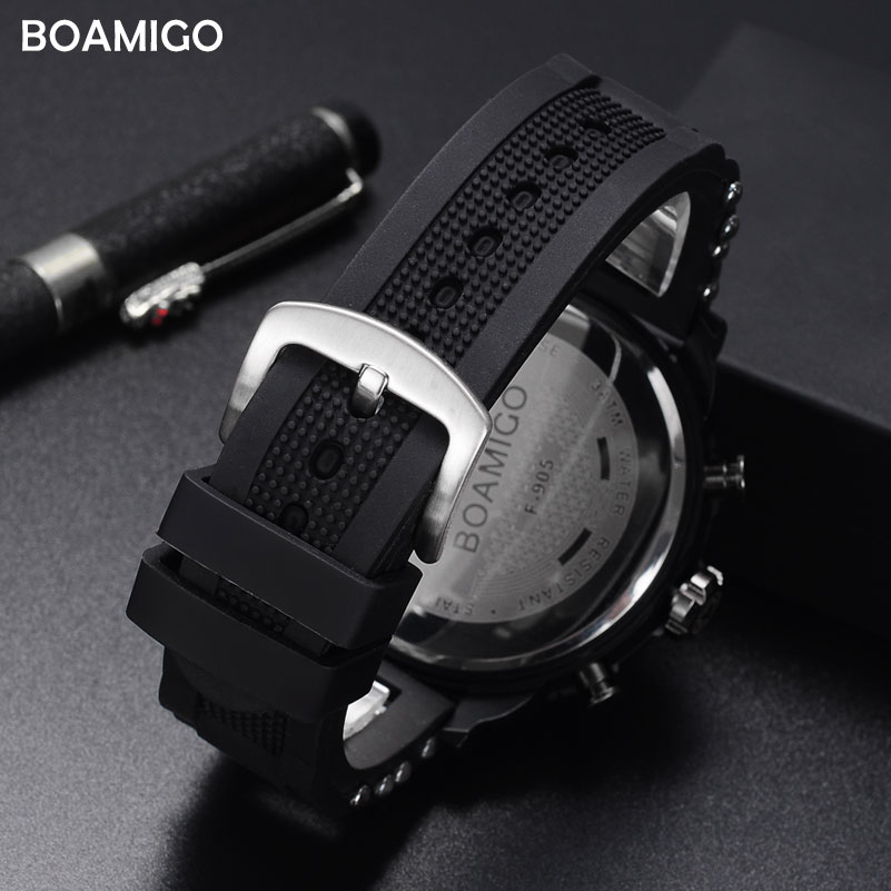 мажите часовници BOAMIGO бренд 3 часовна зона воена спортски часовници машки LED дигитални рачни часовници кварц подарок
