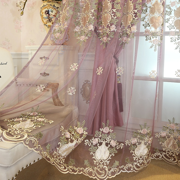 Европската луксузни везени tulle завеси за дневна соба затемнување завеса кујна, спална соба Високо-одделение камео цвет прозорец tulle