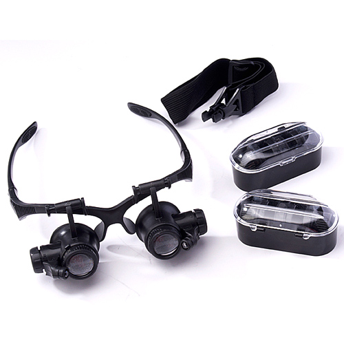10X 15X 20X 25X Осветлени Очила Очила Стил Читање Поправка Зголемувачот Loupe лупа со LED Светилки и Headband