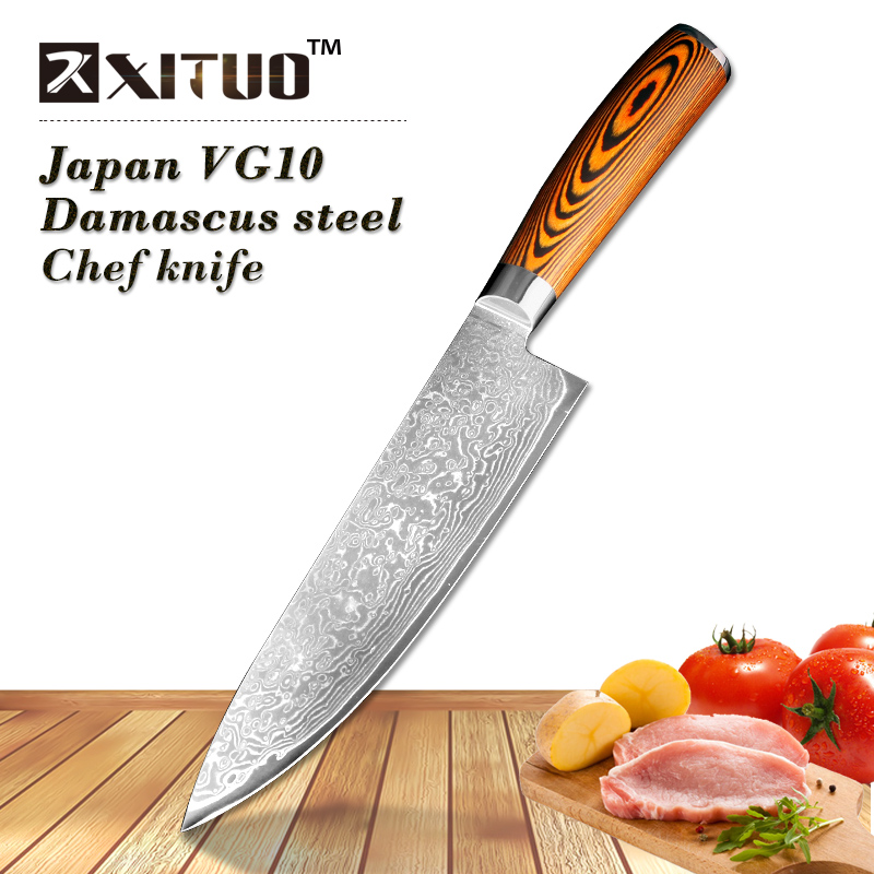 XITUO 3.55.58 инчен paring комунални секира Готвач леб нож Јапонски Дамаск челик Кујнски Нож поставува 3 еез Santoku